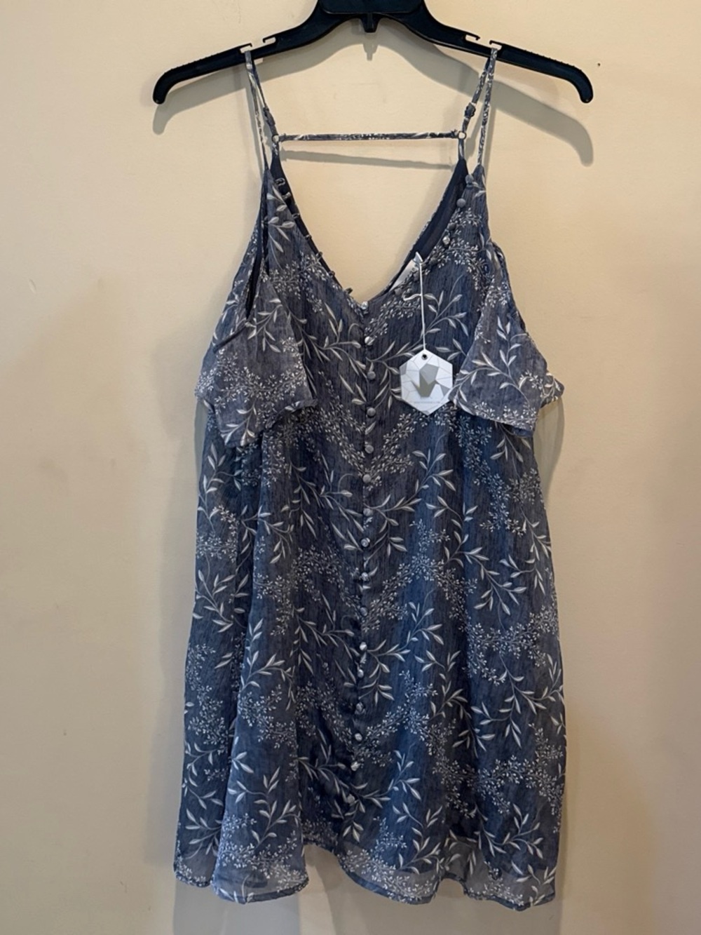 Floral V-Neck Cold-Shoulder Dress - Blue